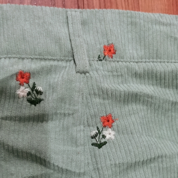 Cider Sage Green Pants with Floral Embroidery Fairy Cottagecore Comfortable - Picture 4 of 8